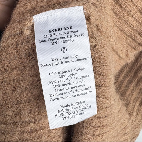 Everlane Cocoon Crew Alpaca Sweater Tigers Eye Toffee Camel Tan Brown Small - Picture 6 of 7